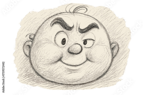 Vector round cheeks loose big whimsical illustration face sketch cartoon oval shading