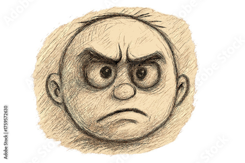 Portrait around eyes shading illustration vector tilted cartoon brows puzzled