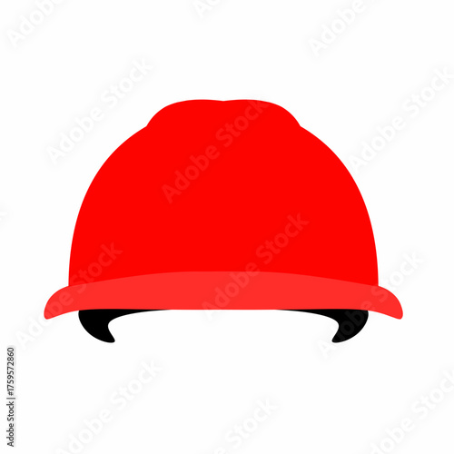 Red construction helmet vector on white background. Work safety helmet. Head protection.