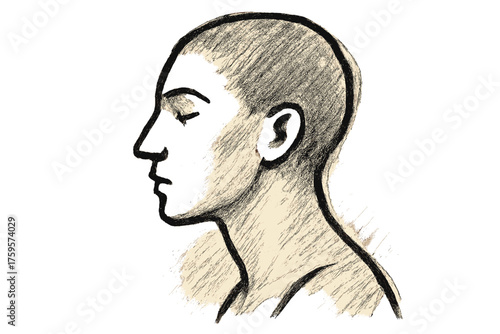 Texture pencil ink shading rough figure illustration sketch contours vector minimalist profile