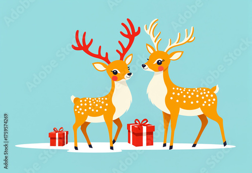 two cartoon deer with chris...
