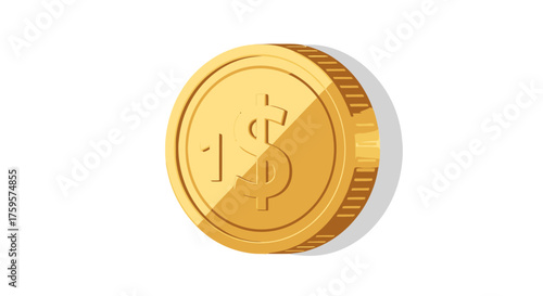 Golden Coin with Dollar Sign - Symbol of Wealth, Currency, and Financial Success