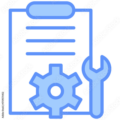 Service List Outline Blue Color Icon