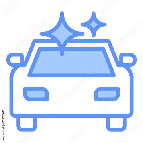 Clean Car Outline Blue Color Icon