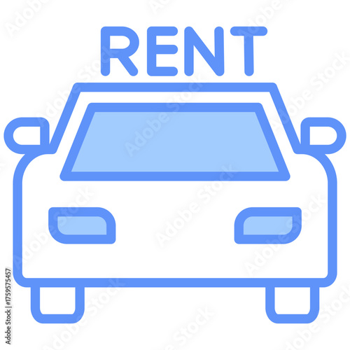 Rent Car Outline Blue Color Icon