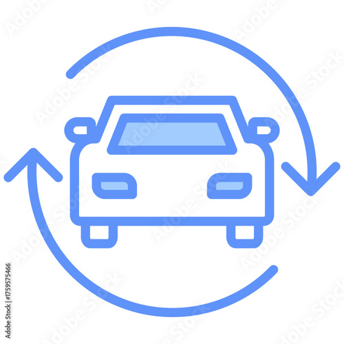 Used Car Outline Blue Color Icon