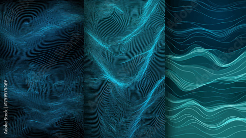 Abstract blue waves create a mesmerizing visual effect with flowing lines.