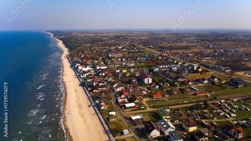 Bright day over Sarbinowo’s beach and coastline, calm and picturesque.