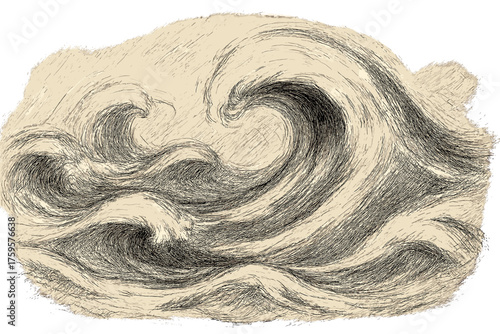 Pattern sketched wave crosshatched vector strokes illustration abstract sweeping shading