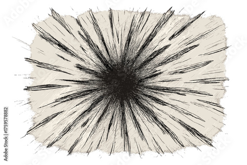 Focus expressive ink illustration vector shading burst arranged central strokes