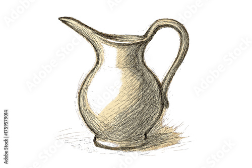 Sketch pitcher bold strokes hatching vector outline quick side spout illustration