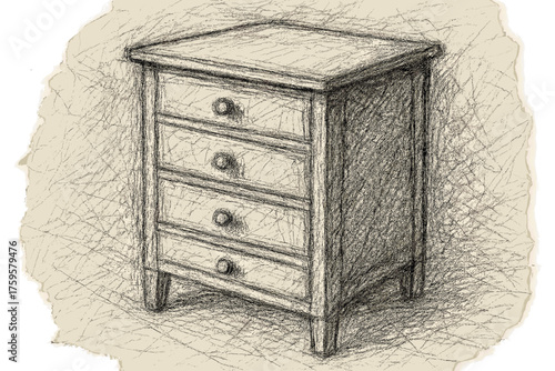 Piece pencil shaded chaotic vector strokes illustration sketch furniture irregular