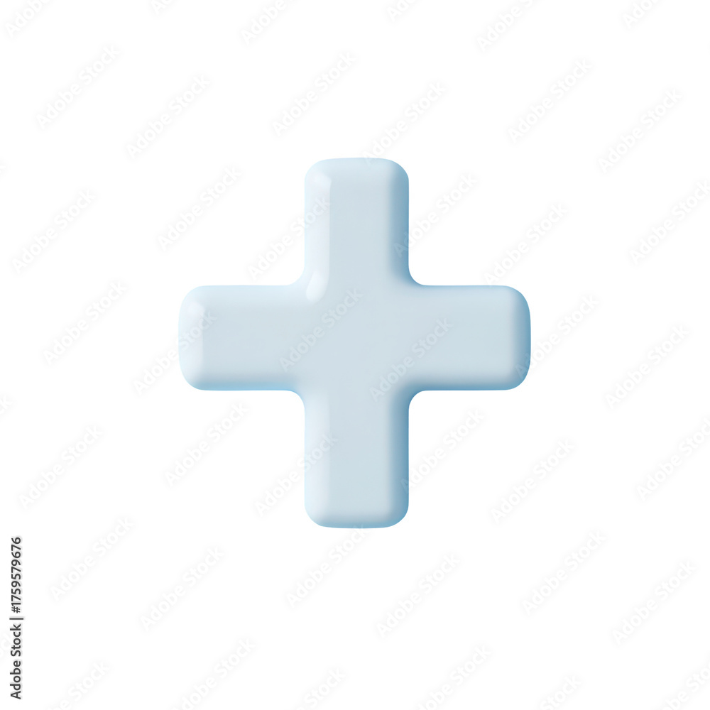 Fototapeta premium Clean and Simple Light Blue Plus Sign on White Background