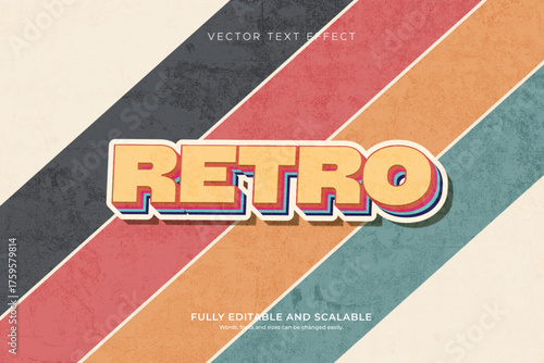 Retro Vintage Editable Text Effect – 70s 80s Groovy Typography Vector