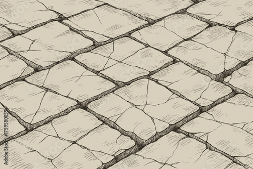Pavement illustration lines irregular shading cracked grid adds vector etched stone