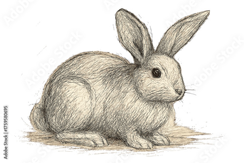 Shape rabbit long expressive loose sketch vector lines illustration body ears