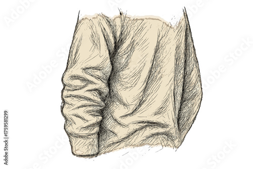 Vector creases shirt lines rough natural sketch illustration folds crosshatched draped