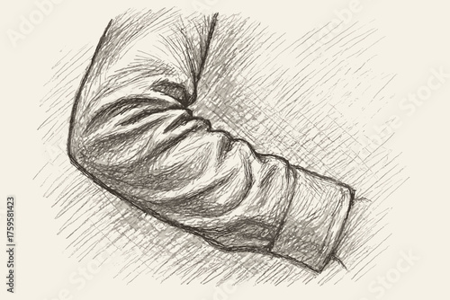 Vector elbow sketch heavy clothing strokes bent bunching illustration fabric pencil