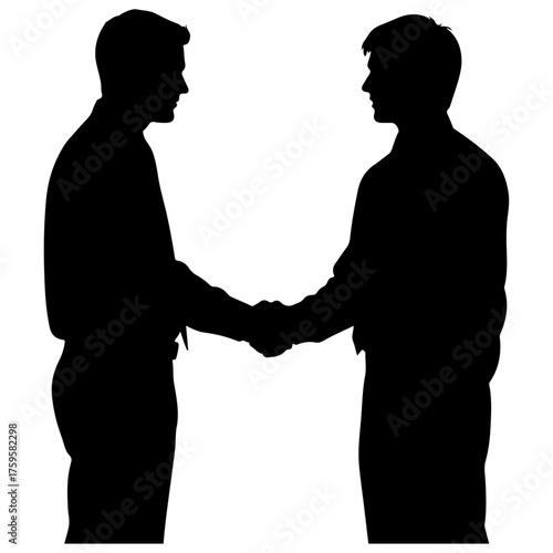 Businessmen Handshake Silhouette Vector Illustration - Deal and Partnership Concept, Corporate Agreement and Successful Negotiation Flat Icon, agreement, successful negotiation, partnership, deal.