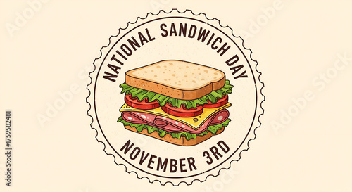 National Sandwich Day Badge Illustration