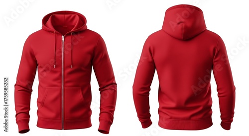 3D mockup of a red color of Men Zipper Hoodie