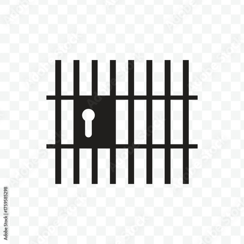 Jail bars and keyhole icon on transparent background