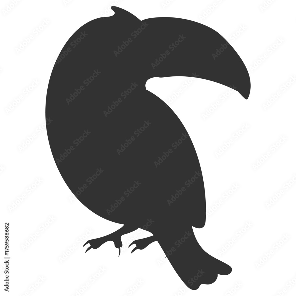 Obraz premium Toucan silhouette. Exotic tropical bird vector illustration on transparent background