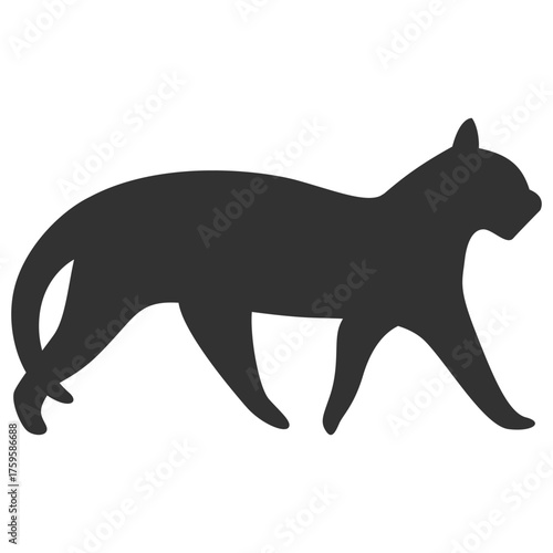 Cat silhouette. Walking domestic pet vector illustration on transparent background