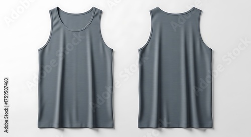 Flat Lay mockup of a slate gray color of Men Tank Top