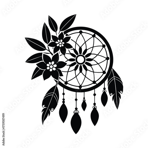 kolkwitzia dream catcher silhouette on whute background