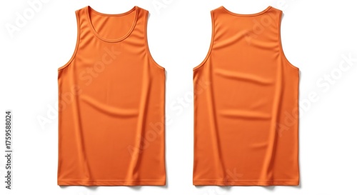 Flat Lay mockup of a sunset orange color of Men Tank Top