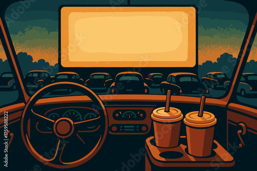 Windshield vintage ahead from vector experience drive illustration car large inside dashboard