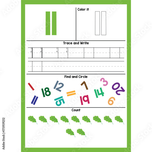 Number worksheet for kids Eleven