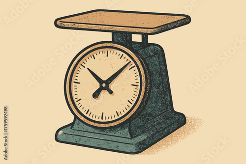 Illustration base retro textured scale postal vintage round dial vector shading