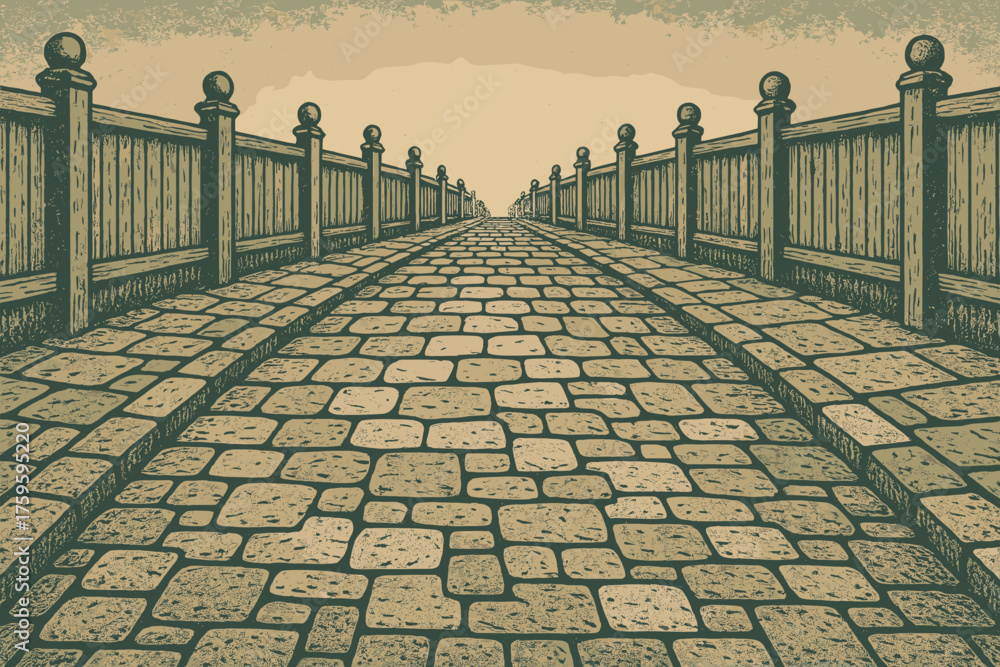 Obraz premium Sizes light street illustration block vector shading cobblestone lined emphasized fences