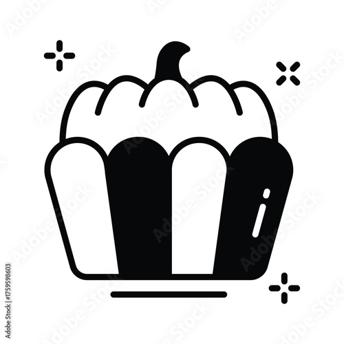 Spooky cupcake with bone decoration for Halloween desserts, premium vector