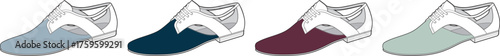 Illustrative depiction of different shoe colors, perfect for a fashion or style guide, flat design