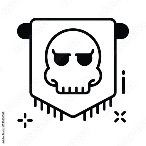 Take a look at this amazing glyph icon of skull banner in modern style