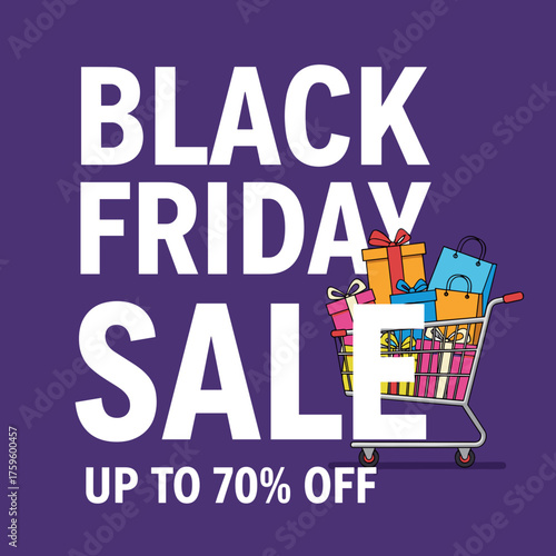 Black Friday Sale up to 70 Off banner graphic illustration