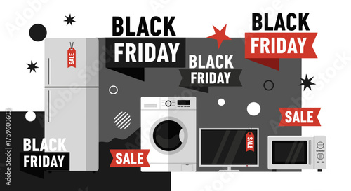 Black Friday appliance sale banner Fridge washer TV microwave deals