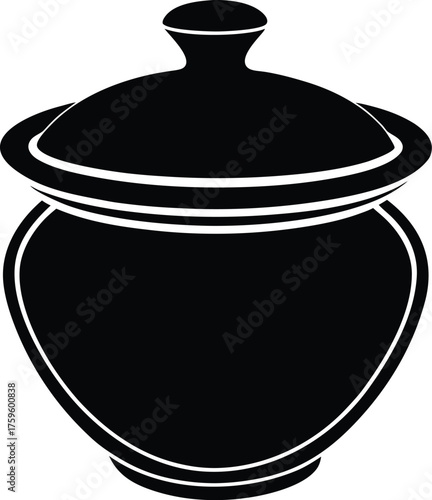 Simple clay pot with lid icon design
