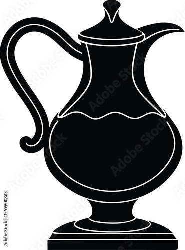 Elegant ceramic toilet and ewer on a marble countertop