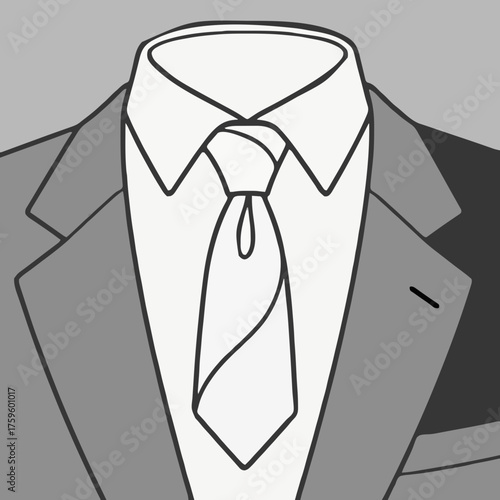 Business suit and tie illustration in monochrome style  