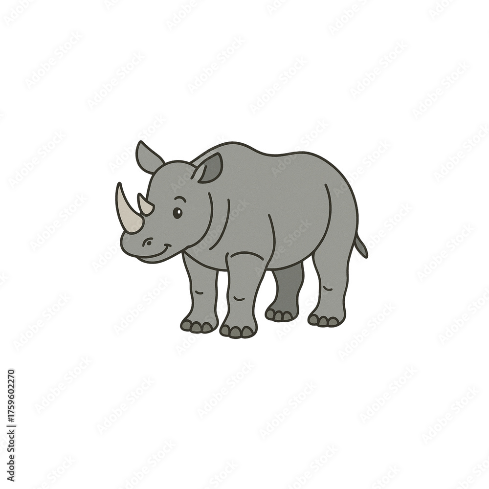 Obraz premium サイのカラーアイコン、素材、背景なし、資料作り、動物