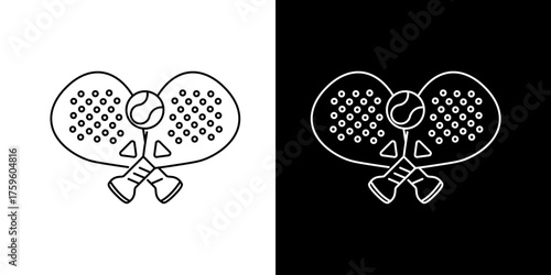 Tennis paddle icon Sport-themed illustration of rackets and a ball, perfect for design and branding