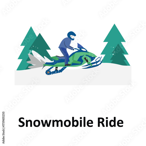 Snowmobile Ride Vector Illustration Which can easily edit or modify