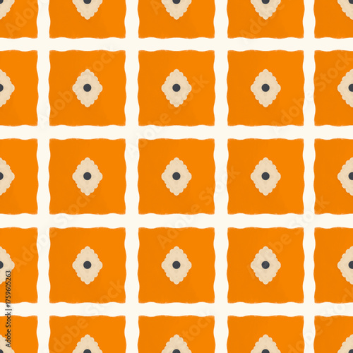 seamless pattern with orange ornament tile