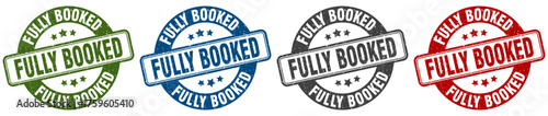 fully booked stamp. fully booked round stamp set isolated on white background