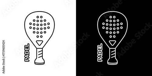 Padel Racket Line Art Icon for Sports and Recreation Design