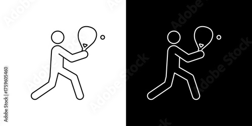 Paddle Tennis Player Outline icon on Contrasting Backgrounds Illustration